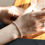 18K Yellow Gold Round Brilliant Cut Lab Diamond 4 Prong Basket Tennis Bracelet 18K Yellow Gold Round Brilliant Cut Lab Diamond 4 Prong Basket Tennis Bracelet