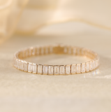 14K Yellow Gold Emerald Cut Lab Diamond Half Bezel Tennis Bracelet 14K Yellow Gold Emerald Cut Lab Diamond Half Bezel Tennis Bracelet
