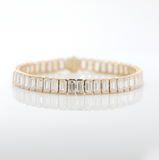 14K Yellow Gold Emerald Cut Lab Diamond Half Bezel Tennis Bracelet 14K Yellow Gold Emerald Cut Lab Diamond Half Bezel Tennis Bracelet