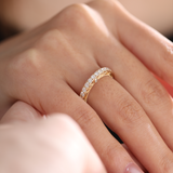 18K Yellow Gold Round Cut Lab Diamond Millegrain and Foral Design Eternity Ring 18K Yellow Gold Round Cut Lab Diamond Millegrain and Foral Design Eternity Ring