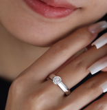 14K White Gold 1ct Round Brilliant Cut Lab Diamond Solitaire Ring with Knife Edge Band Design 14K White Gold 1ct Round Brilliant Cut Lab Diamond Solitaire Ring with Knife Edge Band Design