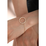 18K Yellow Gold Round Lab Diamond Pave Ring Shape Pendant Chain Bracelet 18K Yellow Gold Round Lab Diamond Pave Ring Shape Pendant Chain Bracelet