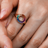 14K Yellow Gold Baguette Cut Rainbow Color Lab Sapphire Channel Setting Sphere Ring 14K Yellow Gold Baguette Cut Rainbow Color Lab Sapphire Channel Setting Sphere Ring