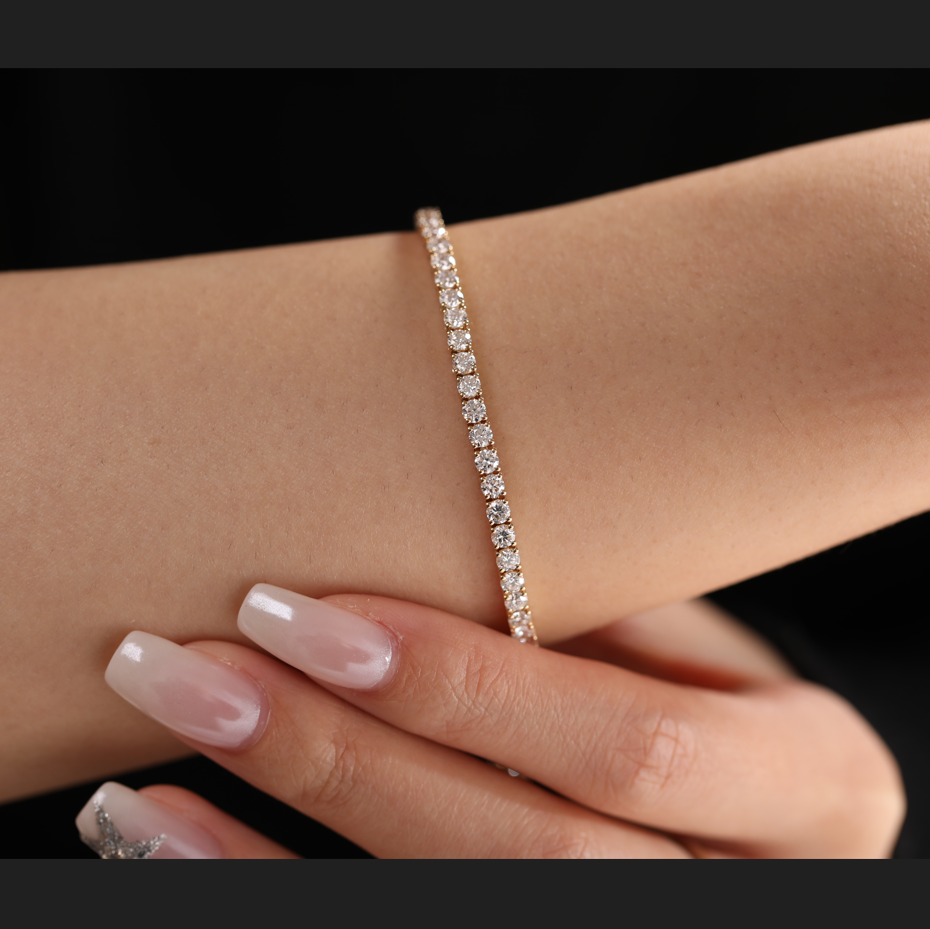 2.5mm Round Cut Lab Diamond 4 Prong Basket Tennis Bracelet Everyday Essential 2.5mm Round Cut Lab Diamond 4 Prong Basket Tennis Bracelet Everyday Essential