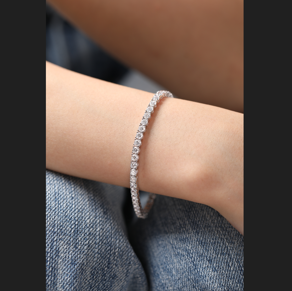 3mm Round Cut Lab Diamond 4 Prong Basket Tennis Bracelet Everyday Essential 3mm Round Cut Lab Diamond 4 Prong Basket Tennis Bracelet Everyday Essential