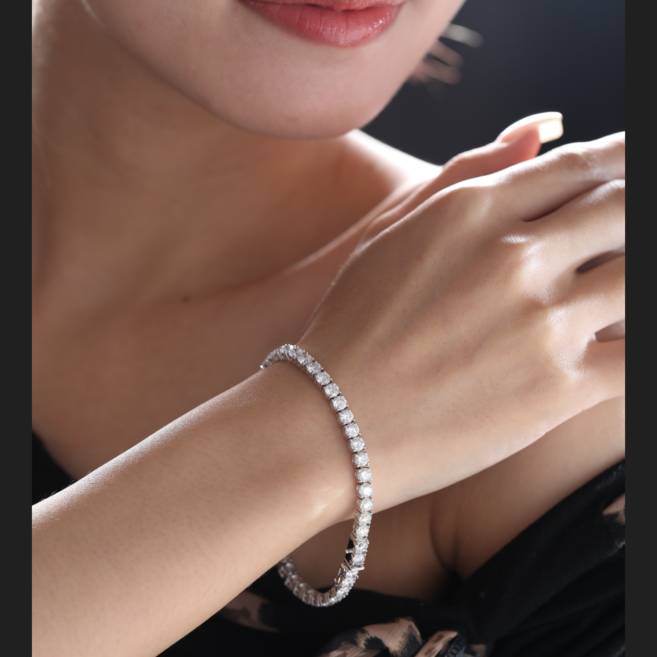 3.8mm Round Cut Lab Diamond 4 Prong Basket Tennis Bracelet Everyday Essential 3.8mm Round Cut Lab Diamond 4 Prong Basket Tennis Bracelet Everyday Essential