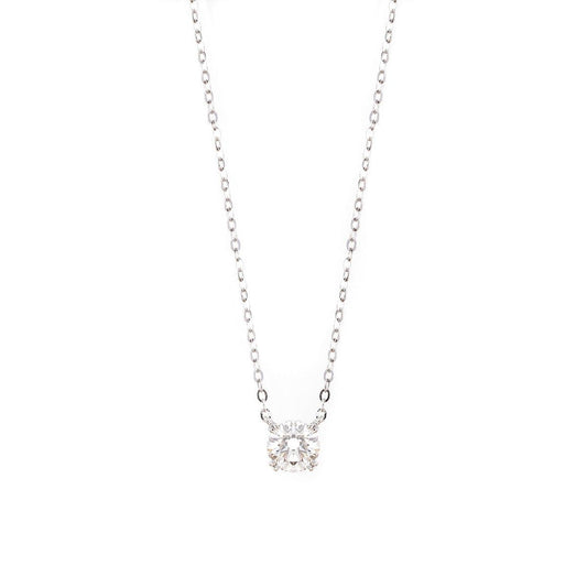 18K White Gold 1ct Round Lab Diamond Double Prong Basket Setting Necklace