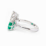 18K White Gold Asscher Cut Lab Emerald & Lab Diamond Toi et Moi Side-stone Cocktail Ring 18K White Gold Asscher Cut Lab Emerald & Lab Diamond Toi et Moi Side-stone Cocktail Ring