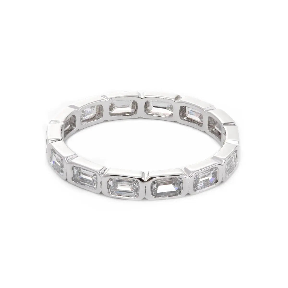 18K White Gold Emerald Cut Lab Diamond Bezel Eternity Ring 18K White Gold Emerald Cut Lab Diamond Bezel Eternity Ring