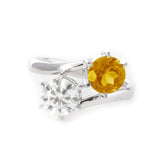 18K White Gold Round Cut Lab Diamond & Citrine Toi et Moi Ring 18K White Gold Round Cut Lab Diamond & Citrine Toi et Moi Ring