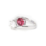 18K White Gold Round Cut Lab Diamond & Lab Ruby Toi et Moi Ring 18K White Gold Round Cut Lab Diamond & Lab Ruby Toi et Moi Ring
