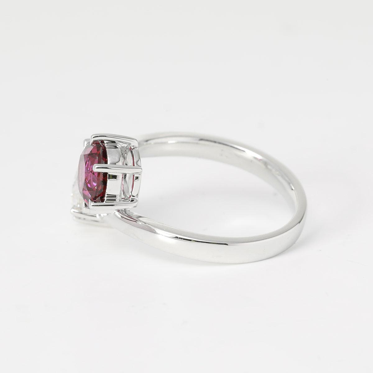 18K White Gold Round Cut Lab Diamond & Lab Ruby Toi et Moi Ring 18K White Gold Round Cut Lab Diamond & Lab Ruby Toi et Moi Ring