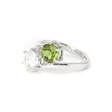 18K White Gold Round Cut Lab Diamond & Peridot Toi et Moi Ring 18K White Gold Round Cut Lab Diamond & Peridot Toi et Moi Ring