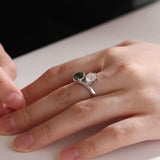 18K White Gold Round Cut Lab Diamond & Peridot Toi et Moi Ring 18K White Gold Round Cut Lab Diamond & Peridot Toi et Moi Ring