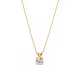 18K Yellow Gold 1.5ct Round Lab Diamond Round Prong Basket Setting Necklace 18K Yellow Gold 1.5ct Round Lab Diamond Round Prong Basket Setting Necklace