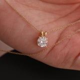 18K Yellow Gold 1.5ct Round Lab Diamond Round Prong Basket Setting Necklace 18K Yellow Gold 1.5ct Round Lab Diamond Round Prong Basket Setting Necklace