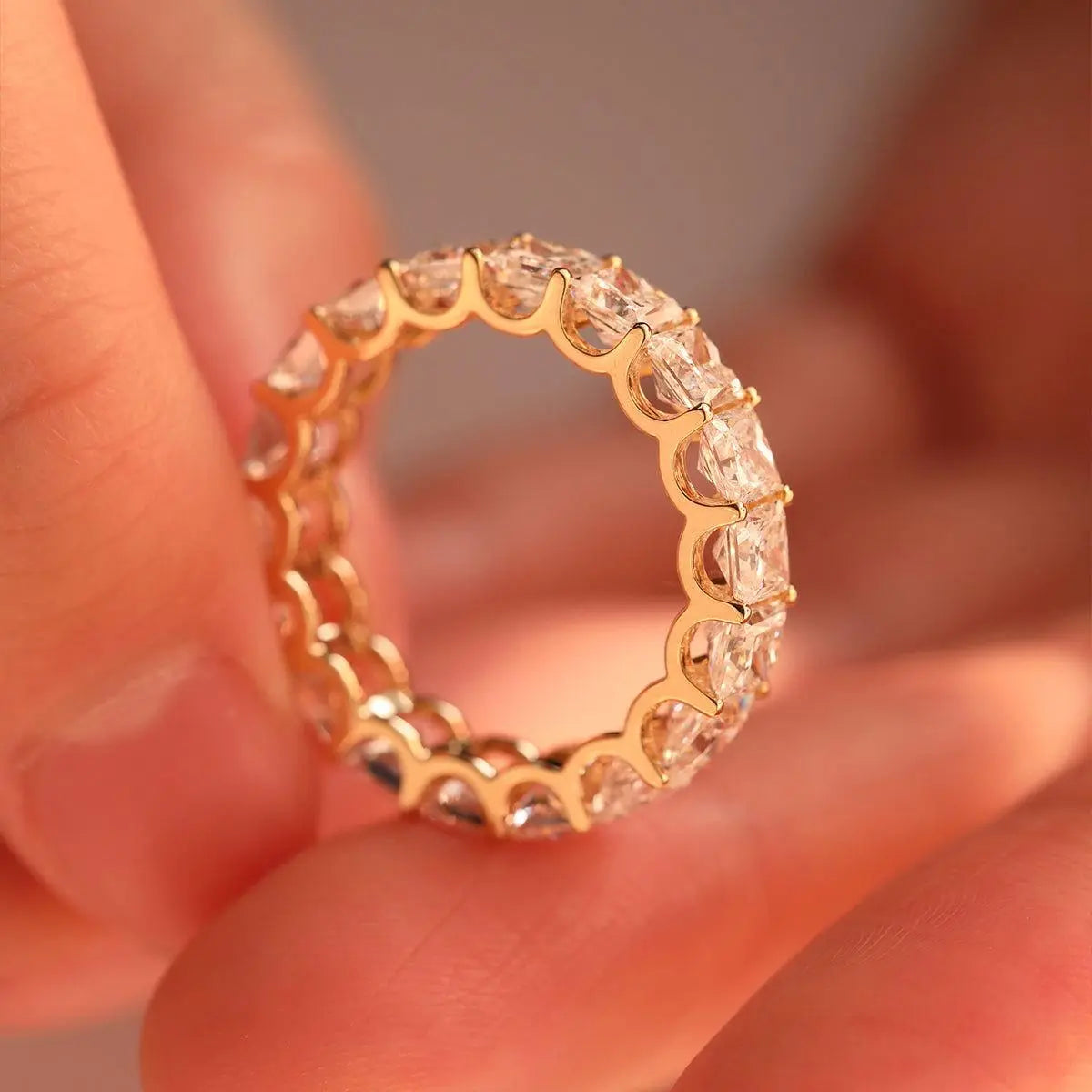 18K Yellow Gold Princess Cut Lab Diamond Eternity Band 18K Yellow Gold Princess Cut Lab Diamond Eternity Band