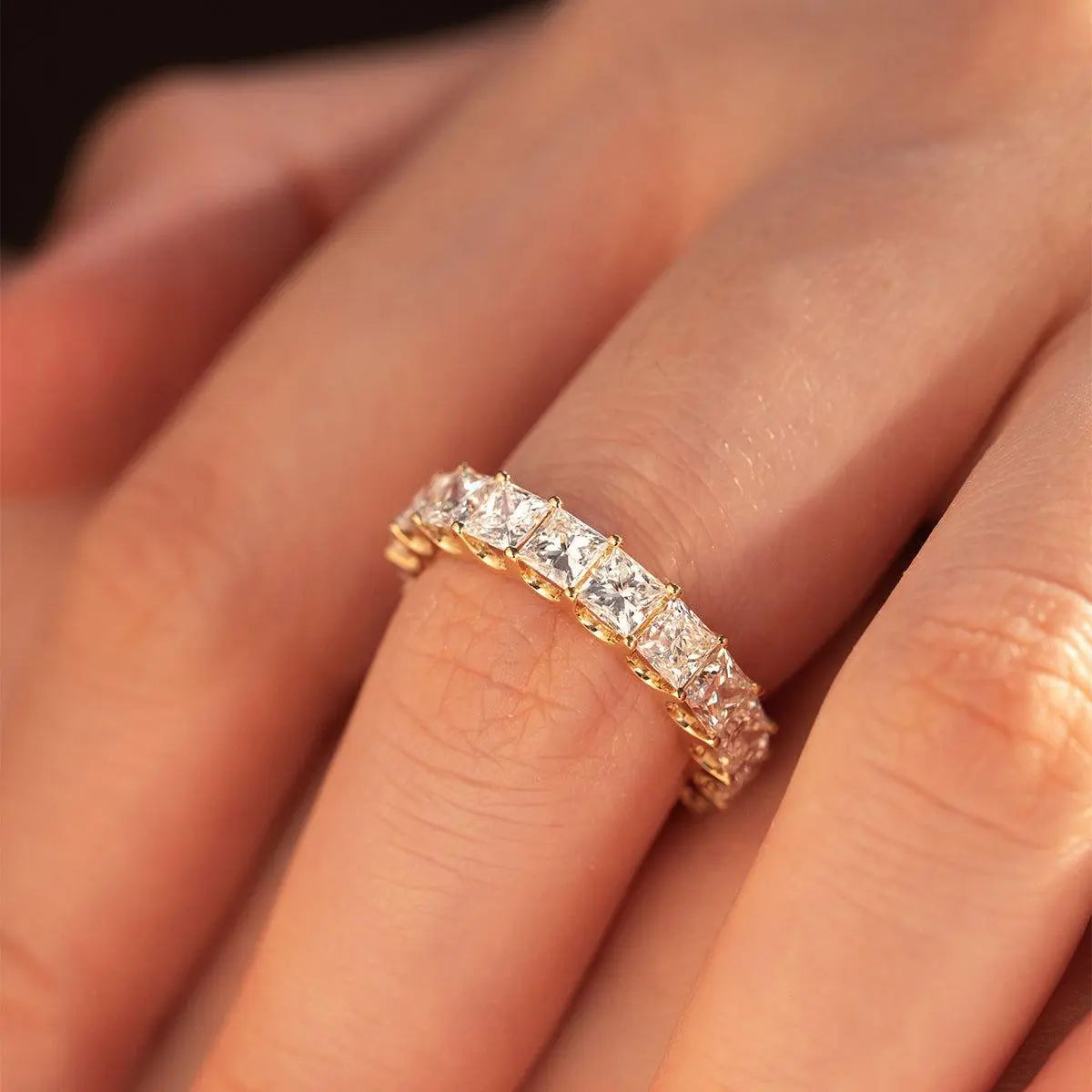 18K Yellow Gold Princess Cut Lab Diamond Eternity Band 18K Yellow Gold Princess Cut Lab Diamond Eternity Band