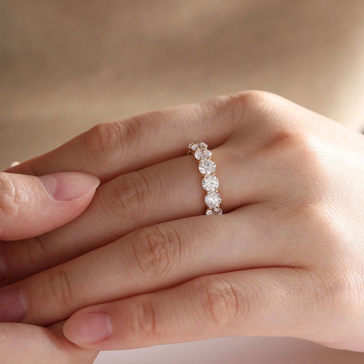 18K Yellow Gold Round Lab Diamond Shared Prong Setting Eternity Ring 18K Yellow Gold Round Lab Diamond Shared Prong Setting Eternity Ring