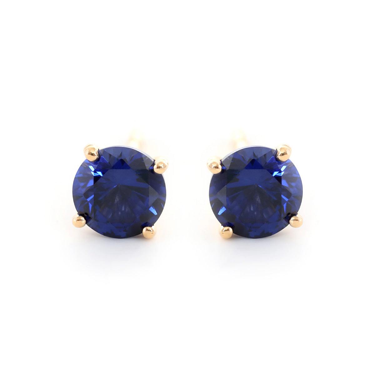 18K Yellow Gold 2ct tw Round Sapphire Stud Earrings 18K Yellow Gold 2ct tw Round Sapphire Stud Earrings