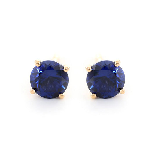 18K Yellow Gold 2ct tw Round Sapphire Stud Earrings