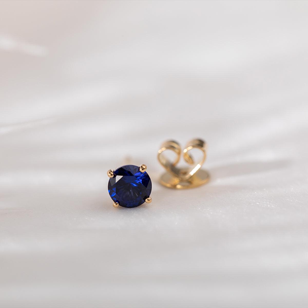 18K Yellow Gold 2ct tw Round Sapphire Stud Earrings 18K Yellow Gold 2ct tw Round Sapphire Stud Earrings