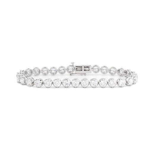 14K White Gold Round Lab Diamond Crown Setting Lab Diamond Tennis Bracelet