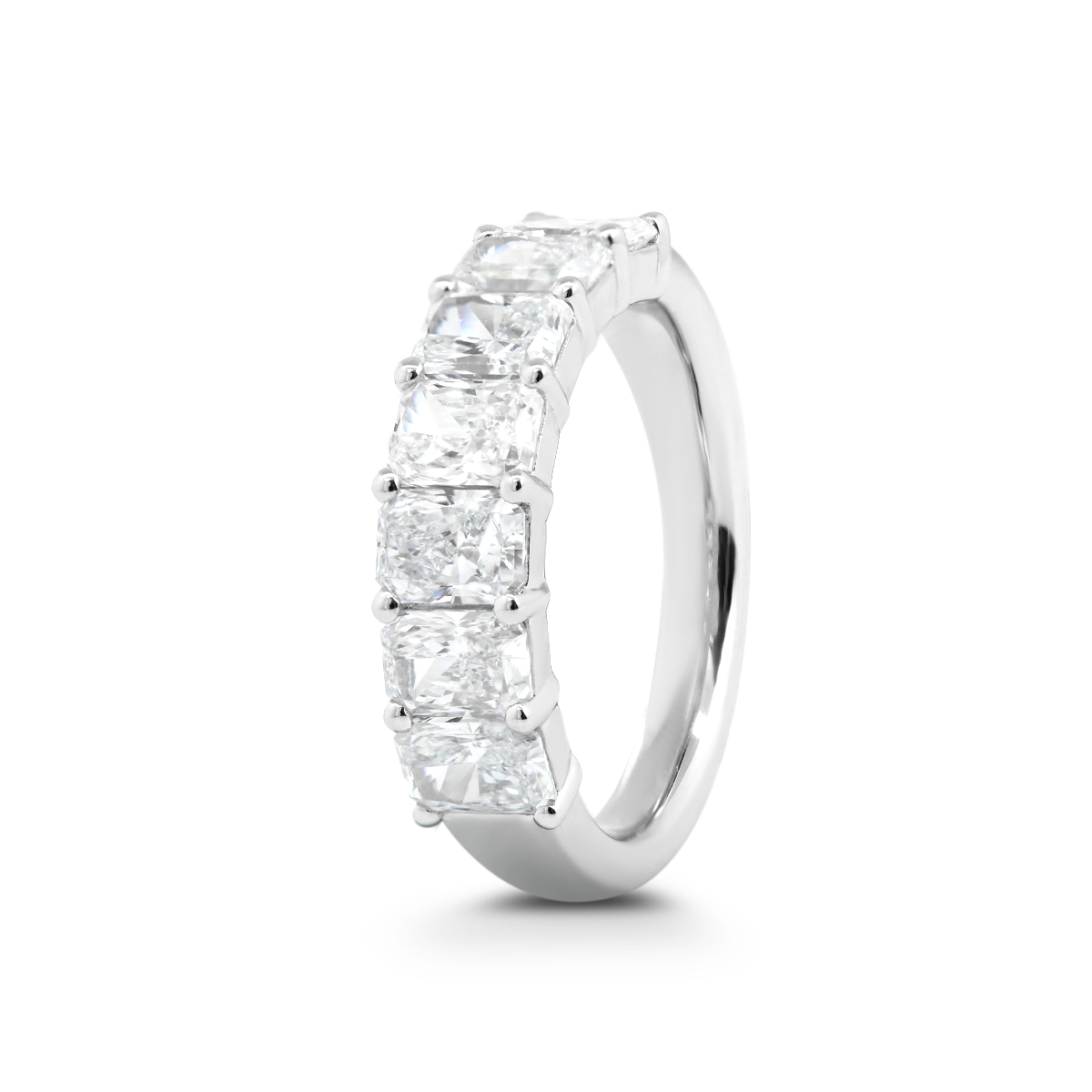 Platinum Radiant Cut Lab Diamond 7 Stone Half Eternity Ring Platinum Radiant Cut Lab Diamond 7 Stone Half Eternity Ring