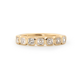 14K Yellow Gold Asscher Cut Lab Diamond 7 Stone Bezel Half Eternity Ring 14K Yellow Gold Asscher Cut Lab Diamond 7 Stone Bezel Half Eternity Ring