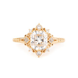 14K Yellow Gold 2.5ct Elongated Cushion Cut Lab Diamond Victoran-Style Ring with Floral Motifs 14K Yellow Gold 2.5ct Elongated Cushion Cut Lab Diamond Victoran-Style Ring with Floral Motifs