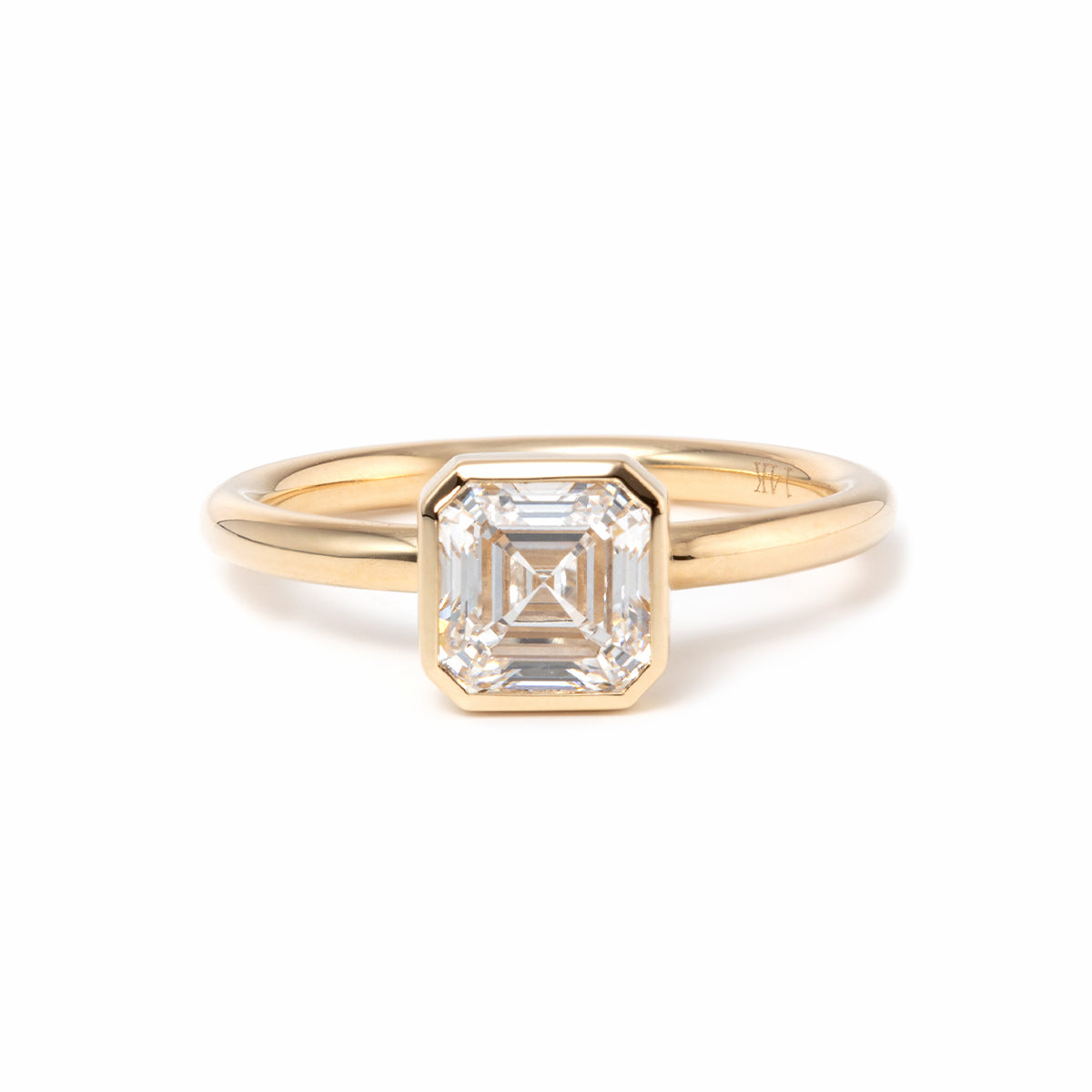 14k Yellow Gold 1ct Asscher Cut Lab Diamond Bezel Ring 14k Yellow Gold 1ct Asscher Cut Lab Diamond Bezel Ring