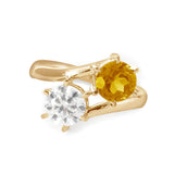 18K White Gold Round Cut Lab Diamond & Citrine Toi et Moi Ring 18K White Gold Round Cut Lab Diamond & Citrine Toi et Moi Ring