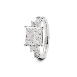 Platinum 2.5ct Princess Cut Lab Diamond 5 Stone Engagement Ring with Radiant Cut and Bullet Cut Side-stones Platinum 2.5ct Princess Cut Lab Diamond 5 Stone Engagement Ring with Radiant Cut and Bullet Cut Side-stones