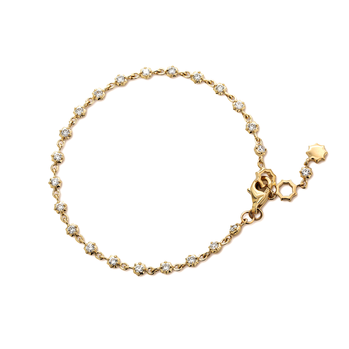 14K Yellow Gold Round Lab Dimaond Star Bezel Station Bracelet 14K Yellow Gold Round Lab Dimaond Star Bezel Station Bracelet