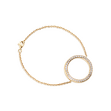 18K Yellow Gold Round Lab Diamond Pave Ring Shape Pendant Chain Bracelet 18K Yellow Gold Round Lab Diamond Pave Ring Shape Pendant Chain Bracelet