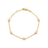 14K Yellow Gold Round Lab Diamond 5 Stone Bezel Station Adjustable Bracelet 14K Yellow Gold Round Lab Diamond 5 Stone Bezel Station Adjustable Bracelet