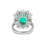 18K White Gold 3ct Colombian Lab Emerald Double Claw Prongs Halo Engagement Ring 18K White Gold 3ct Colombian Lab Emerald Double Claw Prongs Halo Engagement Ring