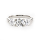 14K Yellow Gold Old European Cut Lab Diamond Pave Three Stone Platinum 14K Yellow Gold Old European Cut Lab Diamond Pave Three Stone Platinum