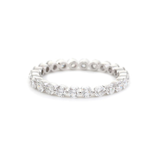 14K White Gold Round Cut Lab Diamond Eternity Ring