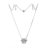 14K White Gold Heart Shaped and Oval Lab diamond Bella Paw Bezel Pendant Necklace 14K White Gold Heart Shaped and Oval Lab diamond Bella Paw Bezel Pendant Necklace