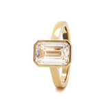 14K Yellow Gold 3ct Emerald Cut Lab DIamond Bezel Solitaire Ring 14K Yellow Gold 3ct Emerald Cut Lab DIamond Bezel Solitaire Ring