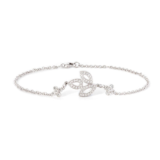 14K White Gold Round Lab Diamond Cluster Chain Bracelet
