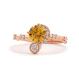14K Rose Gold 1ct Yellow Round Lab Diamond Celestial-inspired Ring with Sun, New Moon, and Star Design 14K Rose Gold 1ct Yellow Round Lab Diamond Celestial-inspired Ring with Sun, New Moon, and Star Design