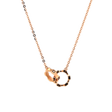 14K Rose Gold Toi et Moi Wheel Gear Pendant Necklace with Round Lab Dimaond 14K Rose Gold Toi et Moi Wheel Gear Pendant Necklace with Round Lab Dimaond