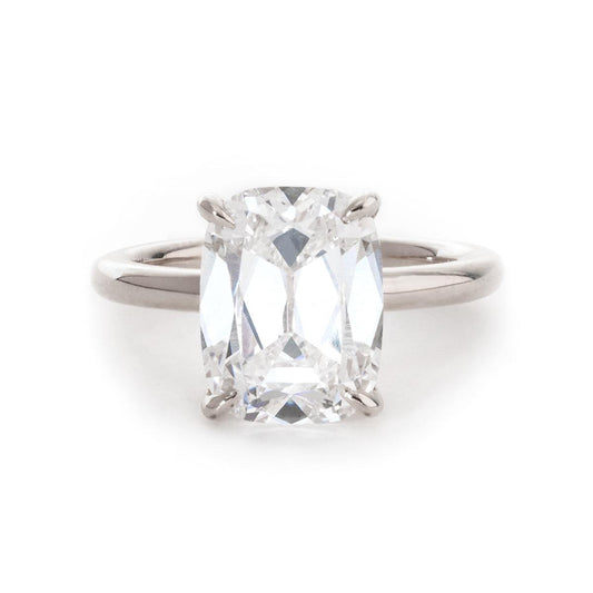 18K Rose Gold 3.5ct Elongated Old Mine Cut Lab Diamond Solitaire Ring Platinum