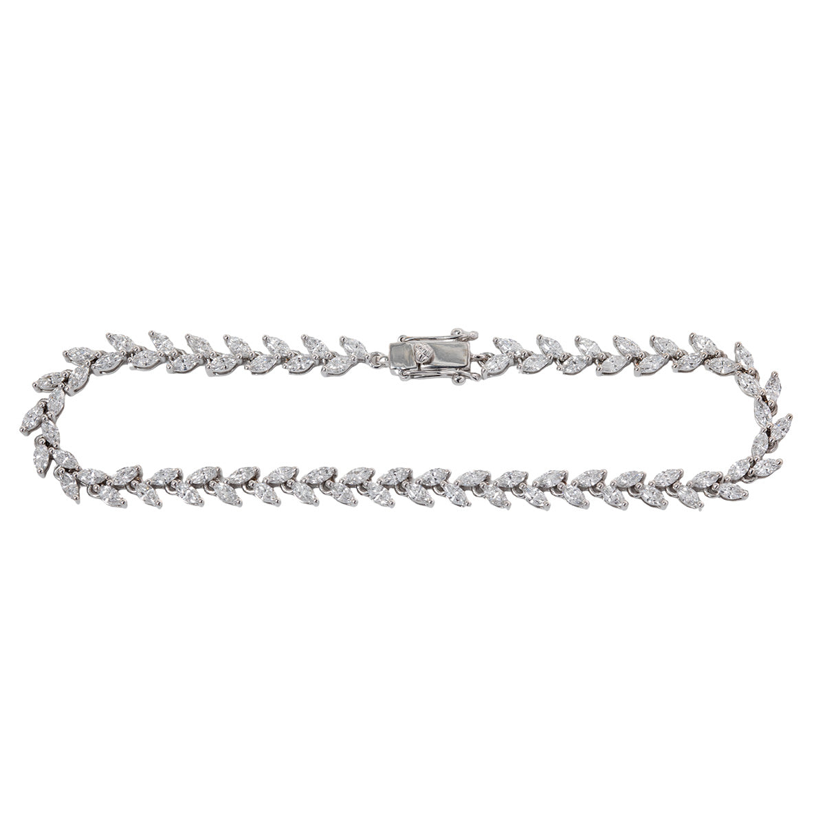 14K White Gold Marquise Cut Lab Diamond Leaf-shaped Design Tennis Bracelet 14K White Gold Marquise Cut Lab Diamond Leaf-shaped Design Tennis Bracelet
