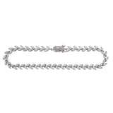 14K White Gold Marquise Cut Lab Diamond Leaf-shaped Design Tennis Bracelet 14K White Gold Marquise Cut Lab Diamond Leaf-shaped Design Tennis Bracelet