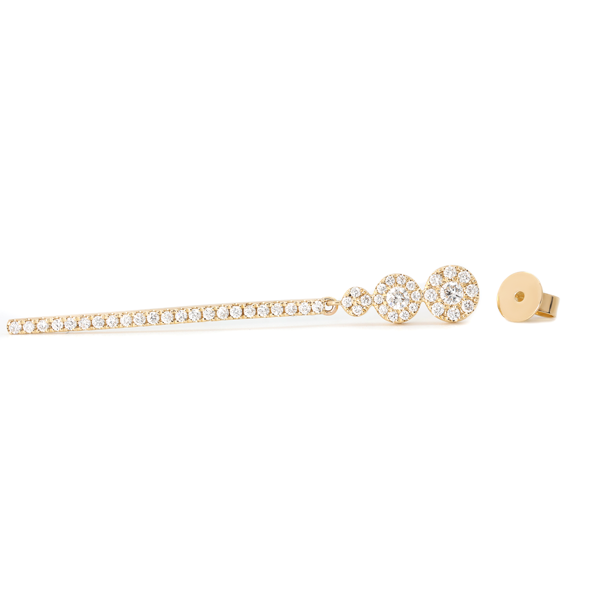 18K Yellow Gold Round Cut Diamond Pave Drop Earrings 18K Yellow Gold Round Cut Diamond Pave Drop Earrings