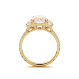 14K Yellow Gold 2ct Oval Lab Diamond Vintage Ring with Half Moon and Round Lab Diamond Side-stones Pave 14K Yellow Gold 2ct Oval Lab Diamond Vintage Ring with Half Moon and Round Lab Diamond Side-stones Pave