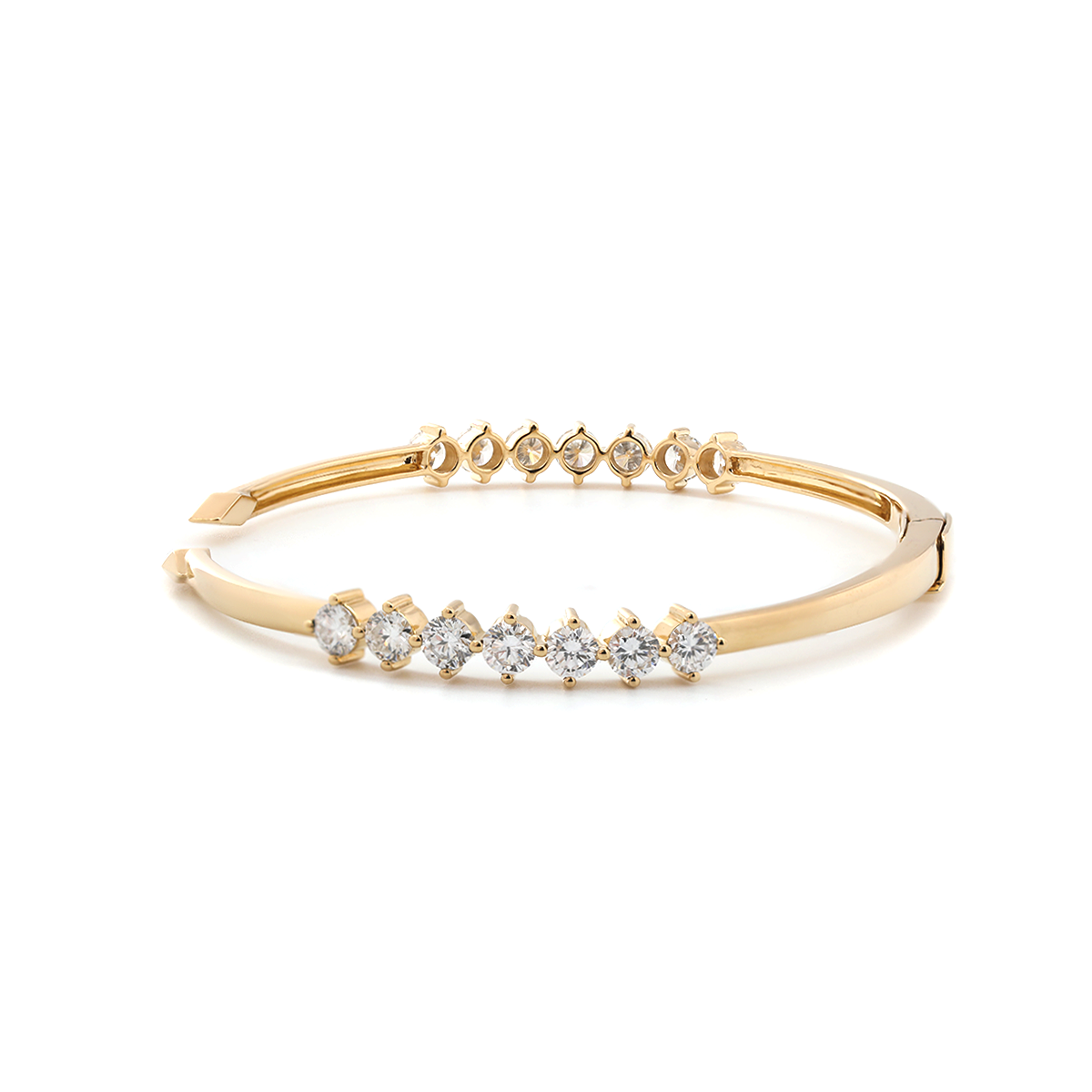 18K Yellow Gold Round Cut Lab Diamond Open Bangle Bracelet 18K Yellow Gold Round Cut Lab Diamond Open Bangle Bracelet